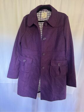 Tulle Purple Button-Front Coat